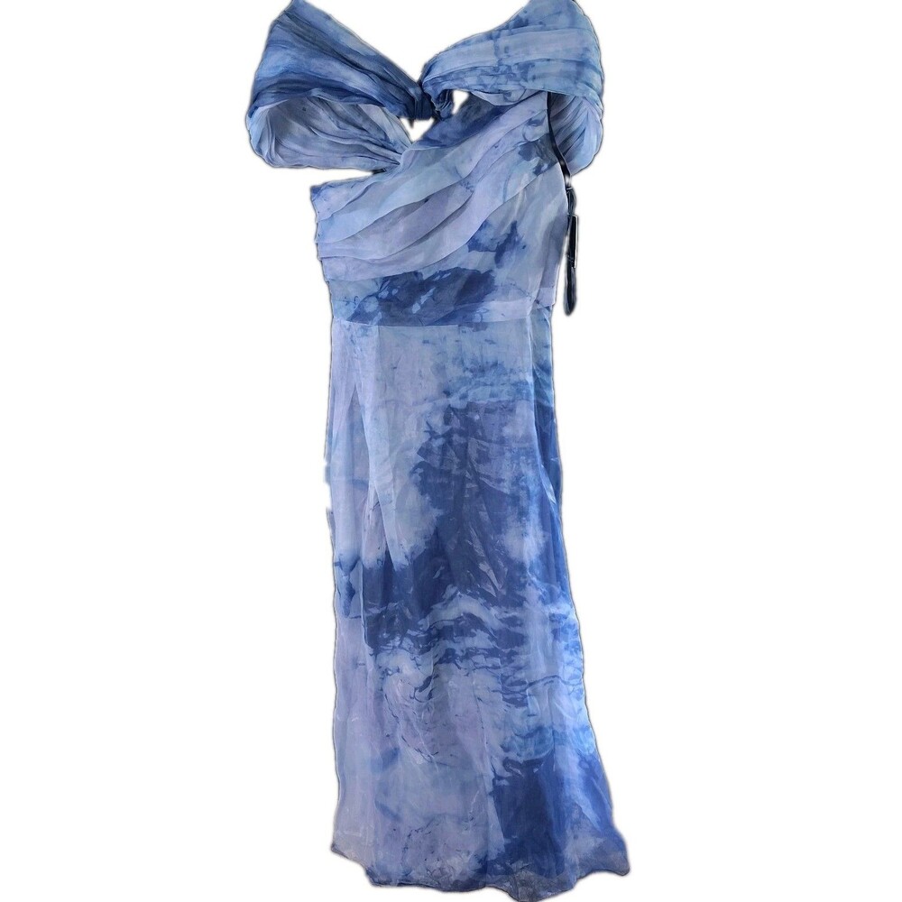 NWT Rene Ruiz Collection Cobalt Blue Watercolor Organza Gown Dress Sz 12